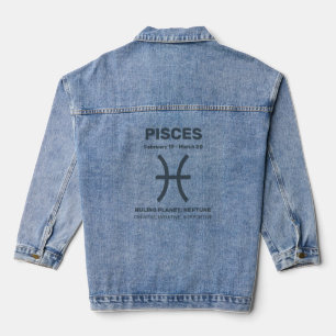 Custom Name / Text Zodiac Sign Pisces Denim Jacket