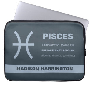 Custom Name / Text Zodiac Sign Pisces Laptop Sleeve