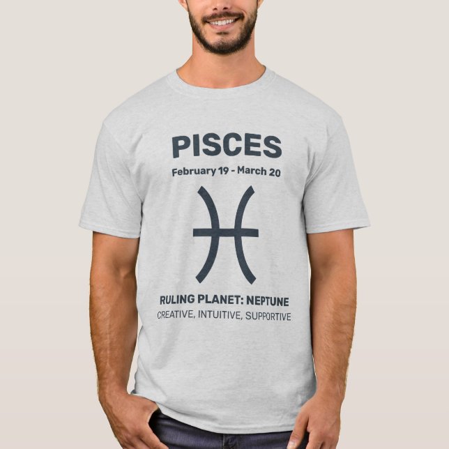 Custom Name / Text Zodiac Sign Pisces T-Shirt (Front)