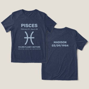 Custom Name / Text Zodiac Sign Pisces Tri-Blend Shirt