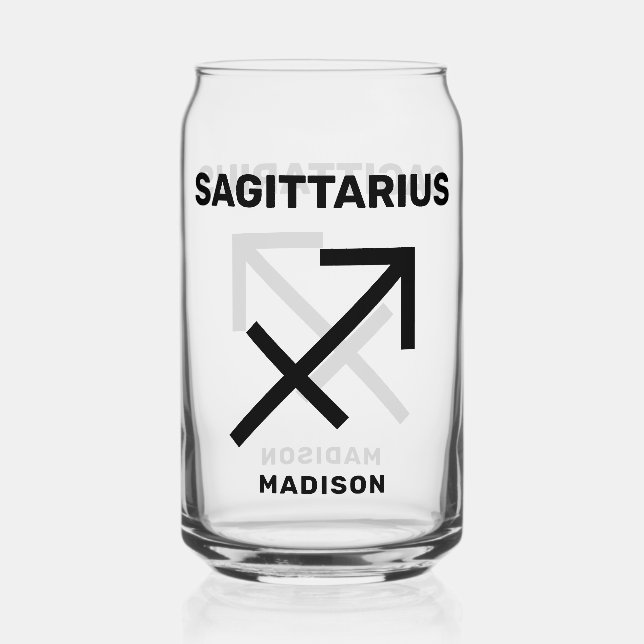 Custom Name / Text Zodiac Sign Sagittarius Can Glass (Front)