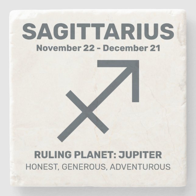 Custom Name / Text Zodiac Sign Sagittarius Stone Coaster (Front)