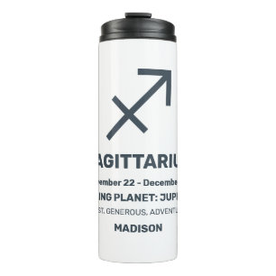 Custom Name / Text Zodiac Sign Sagittarius Thermal Tumbler