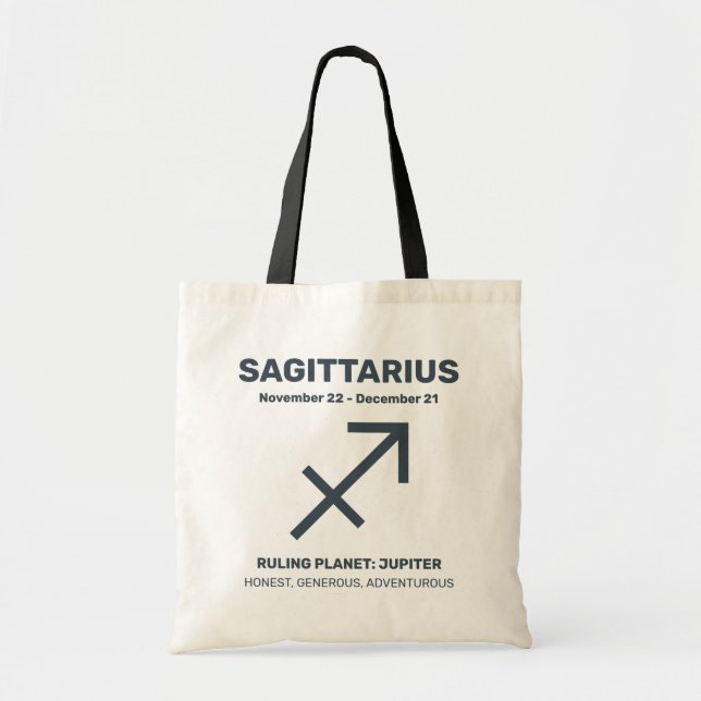Custom Name / Text Zodiac Sign Sagittarius Tote Bag (Front)