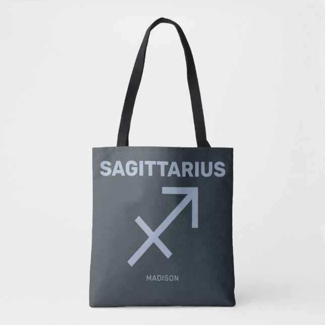 Custom Name / Text Zodiac Sign Sagittarius Tote Bag (Front)