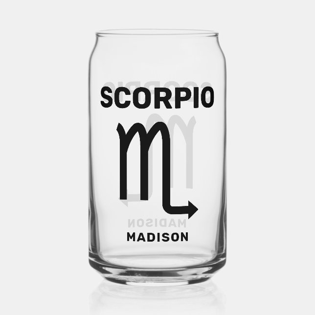 Custom Name / Text Zodiac Sign Scorpio Can Glass (Front)