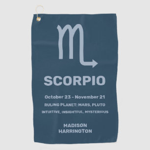 Custom Name / Text Zodiac Sign Scorpio Golf Towel