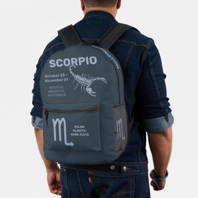 Custom Name / Text Zodiac Sign Scorpio Printed Backpack (Insitu (Model))