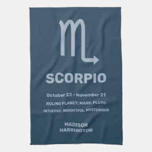 Custom Name / Text Zodiac Sign Scorpio Tea Towel