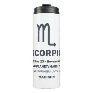 Custom Name / Text Zodiac Sign Scorpio Thermal Tumbler
