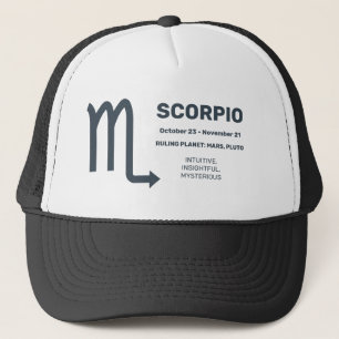 Custom Name / Text Zodiac Sign Scorpio Trucker Hat