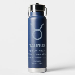 Custom Name / Text Zodiac Sign Taurus Water Bottle