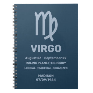 Custom Name / Text Zodiac Sign Virgo Notebook