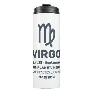 Custom Name / Text Zodiac Sign Virgo Thermal Tumbler