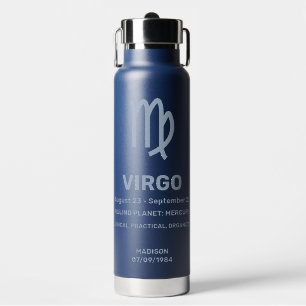 Custom Name / Text Zodiac Sign Virgo Water Bottle