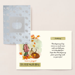 Custom Name Thanksgiving Real Foil Card