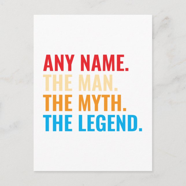 Custom Name The Man The Myth The Legend Retro Holiday Postcard (Front)