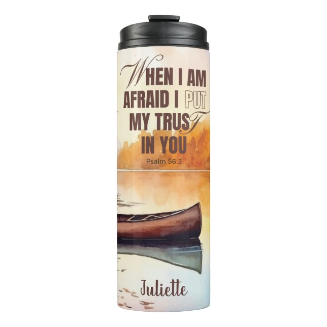 Custom Name Thermal Tumbler featuring Psalm 56:3 (Front)
