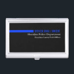 Custom Name Thin Blue Line Police Business Card Holder<br><div class="desc">Custom name police thin blue line business card holder.</div>