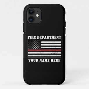 Custom Name Thin Red Line Flag Proud Firefighter iPhone 11 Case
