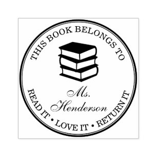 Custom Name This Book Belongs To Rubber Stamp