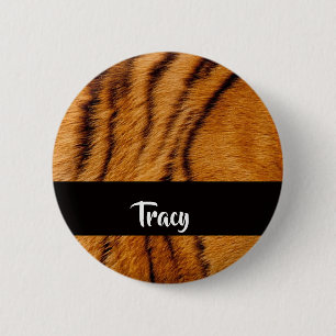 Custom name tiger skin 6 cm round badge