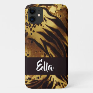 Custom name tiger skin print iPhone 11 case