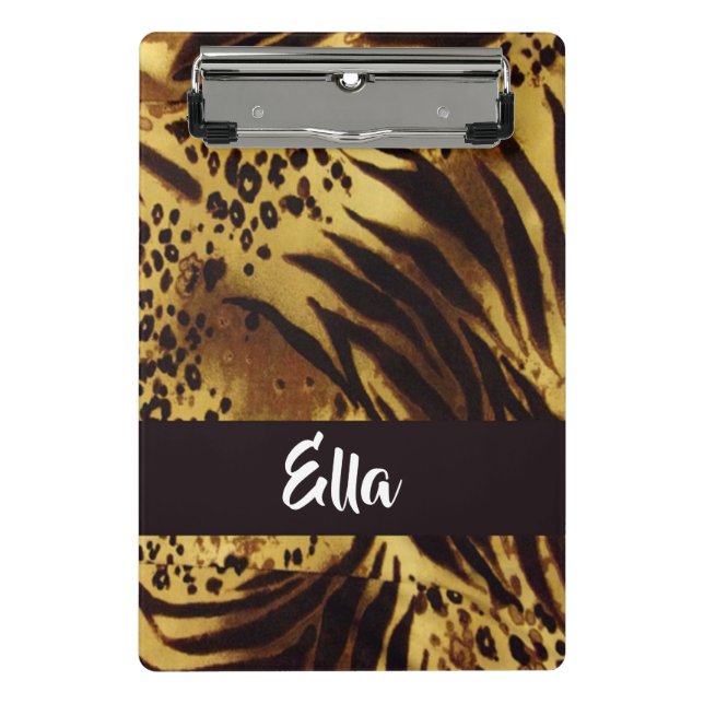 Custom name tiger skin print mini clipboard (Front)