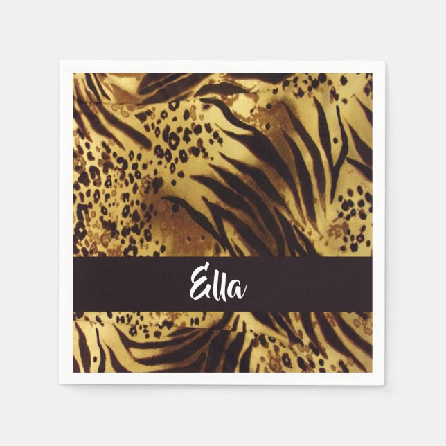 Custom name tiger skin print napkin (Front)