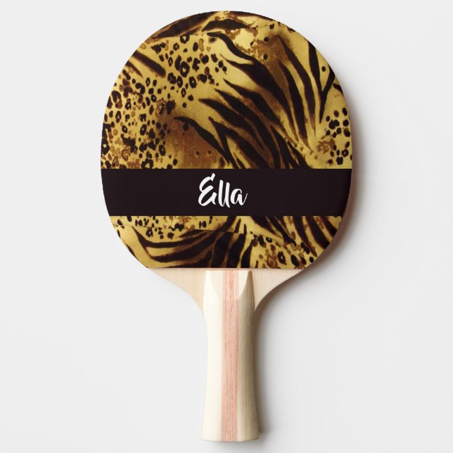 Custom name tiger skin print ping pong paddle (Front)