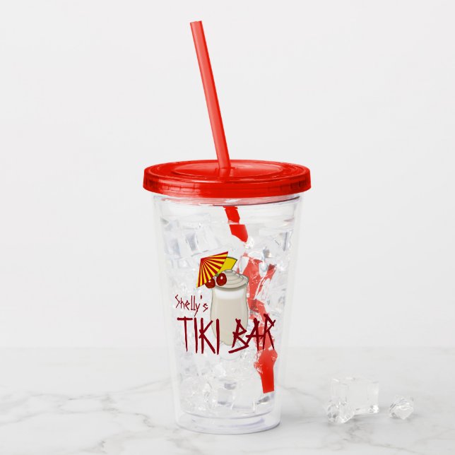 Custom Name Tiki Bar Acrylic Tumbler (Front Ice)