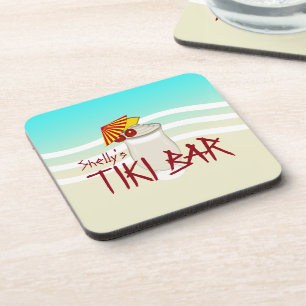 Custom Name Tiki Bar Coaster