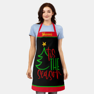 Custom Name Tis The Season, Cute Christmas Gift Apron