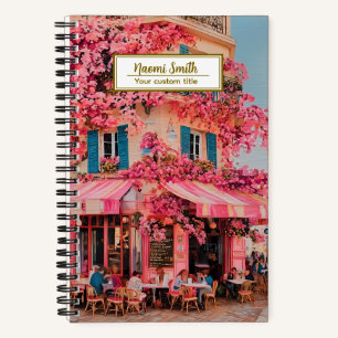 Custom Name/title Notebook – Pink Flower Café