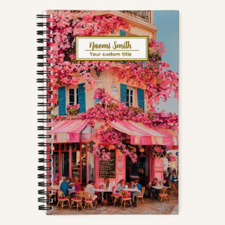 Custom Name/title Notebook – Pink Flower Café 