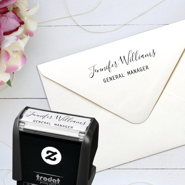 Custom Name Title Personalized Script Signature Self-inking Stamp (Creator Uploaded)