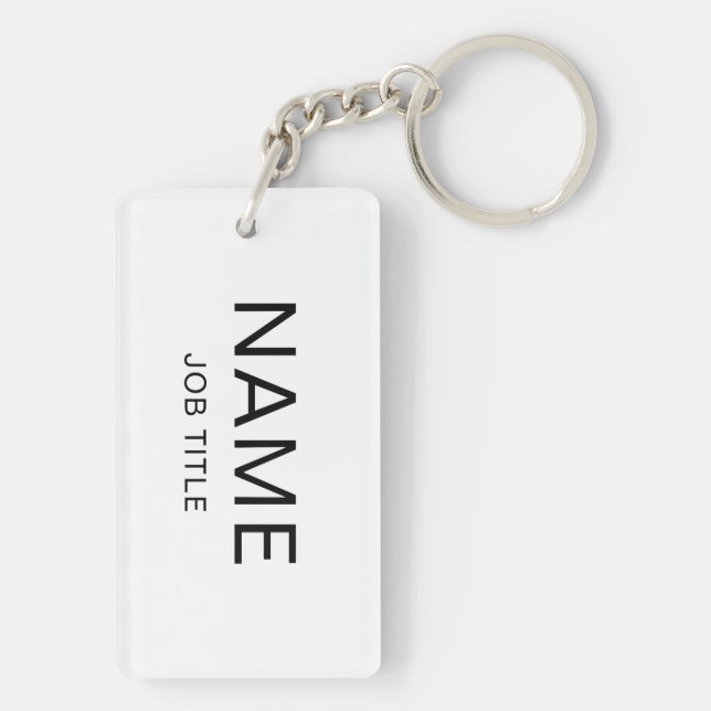 Custom Name & Title Rectangle Keychain (2-Sided) (Back)