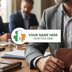 Custom Name & Title St Patrick's Day Shamrock Tag