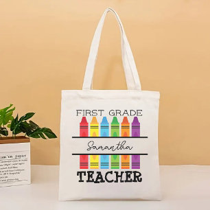 Custom Name Tote Bag Gift for First Grade Teacher