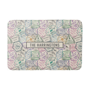 Custom name Travel Stamps Bath Mat