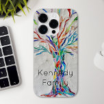 Custom Name Tree iPhone 15 Pro Max Case<br><div class="desc">Celebrate your family with this eye catching phone case. It is decorated with a print of an original mosaic. It features a tree made of tiny pieces of coloured glass set into a pale grey background. Customise it by changing the name to that of your family. Original Mosaic Design ©...</div>