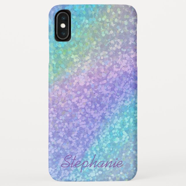 Custom Name Trendy Rainbow Glitter Apple Case-Mate iPhone Case (Back)