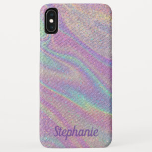 Custom Name Trendy Rainbow Glitter Texture Apple iPhone XS Max Case