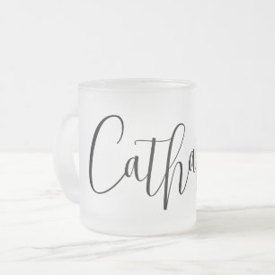 CUSTOM NAME - Trendy Script Personalised Frosted Glass Coffee Mug