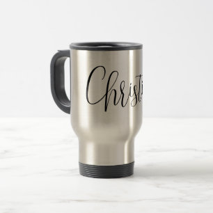 CUSTOM NAME - Trendy Script Personalised Travel Mug