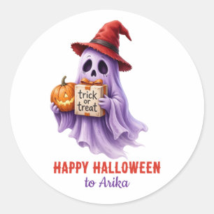 Custom Name Trick or Treat Gift, Spooky Sticker 