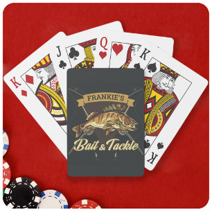 Custom NAME Trophy Fishing Angler Bait Tackle Shop Playing Cards