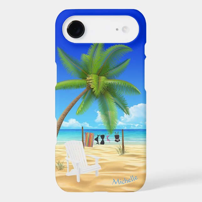 Custom Name Tropical Beach Scene Case-Mate iPhone Case (Back)