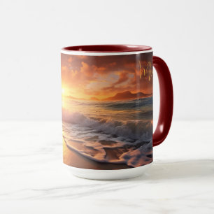 Custom Name Tropical Beach Sunset Mug