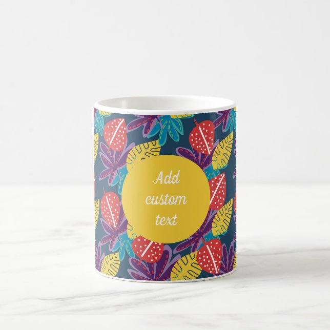 Custom name tropical floral fun colourful  coffee mug (Center)